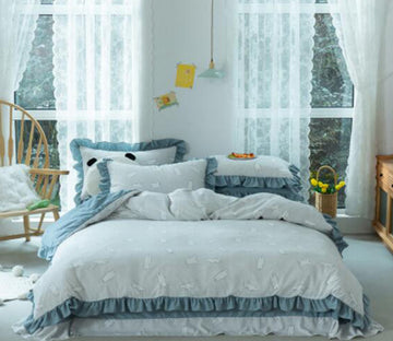 3D Light Blue 17163 Bed Pillowcases Quilt