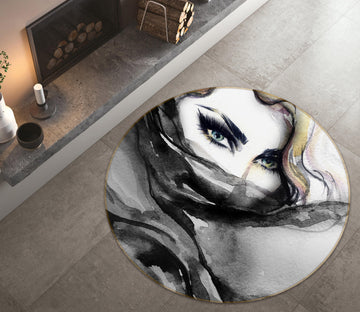 3D Beautiful Girl 37016 Round Non Slip Rug Mat