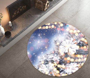 3D Snow Branches 54203 Christmas Round Non Slip Rug Mat Xmas