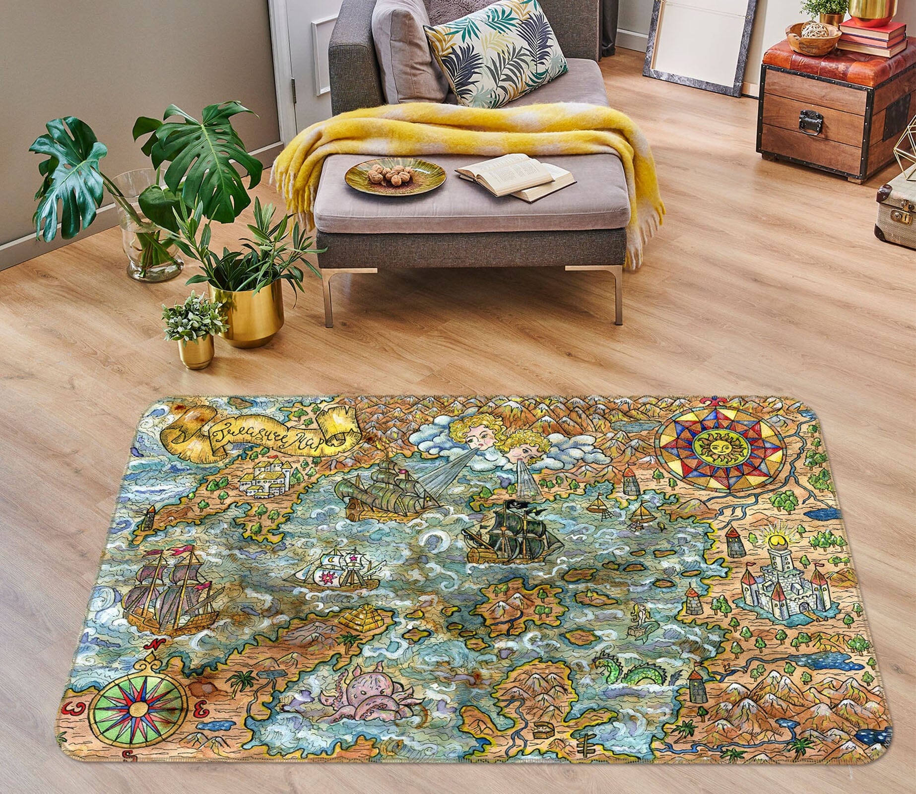 3D Valley River 293 World Map Non Slip Rug Mat Mat AJ Creativity Home 