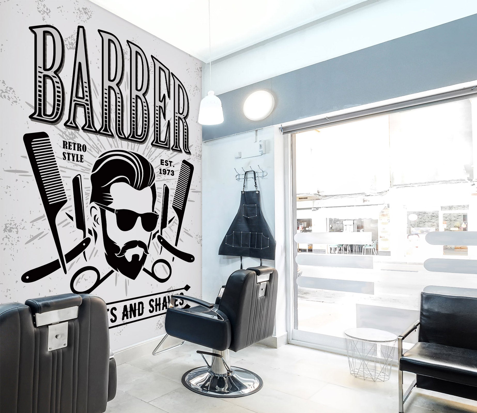 3D Haircut Comb 115220 Barber Shop Wall Murals