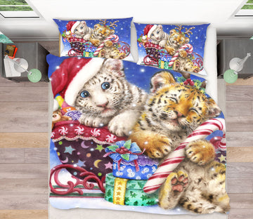 3D Christmas Lion Tiger 5856 Kayomi Harai Bedding Bed Pillowcases Quilt Cover Duvet Cover