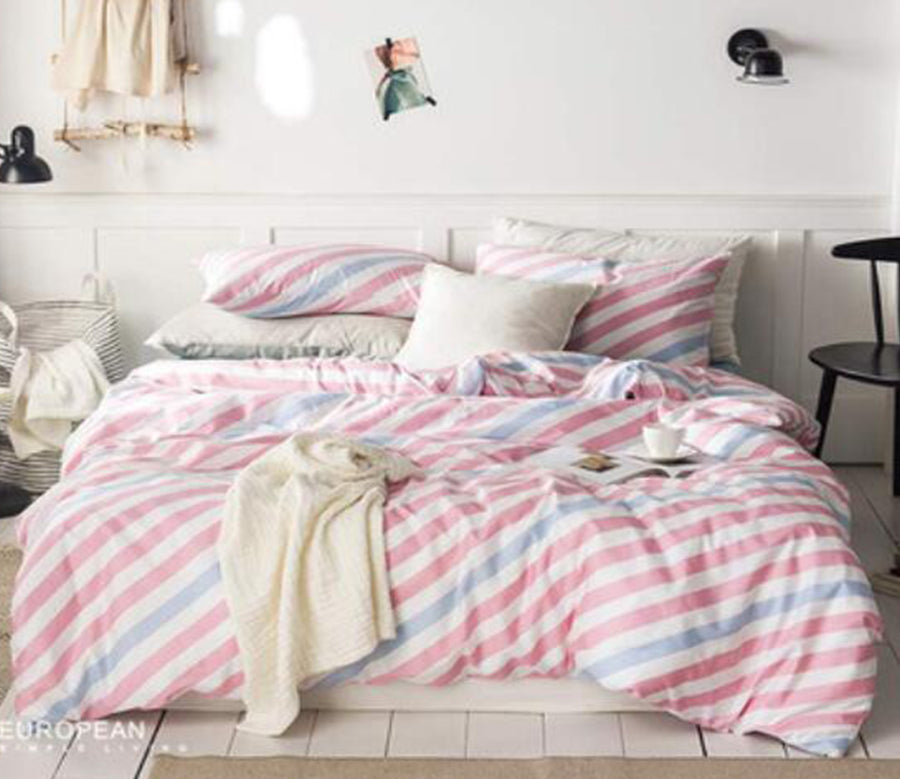 3D Pink Blue Slash Bar 16028 Bed Pillowcases Quilt