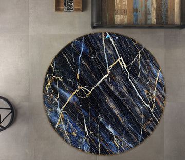 3D Black Marbling 69215 Round Non Slip Rug Mat