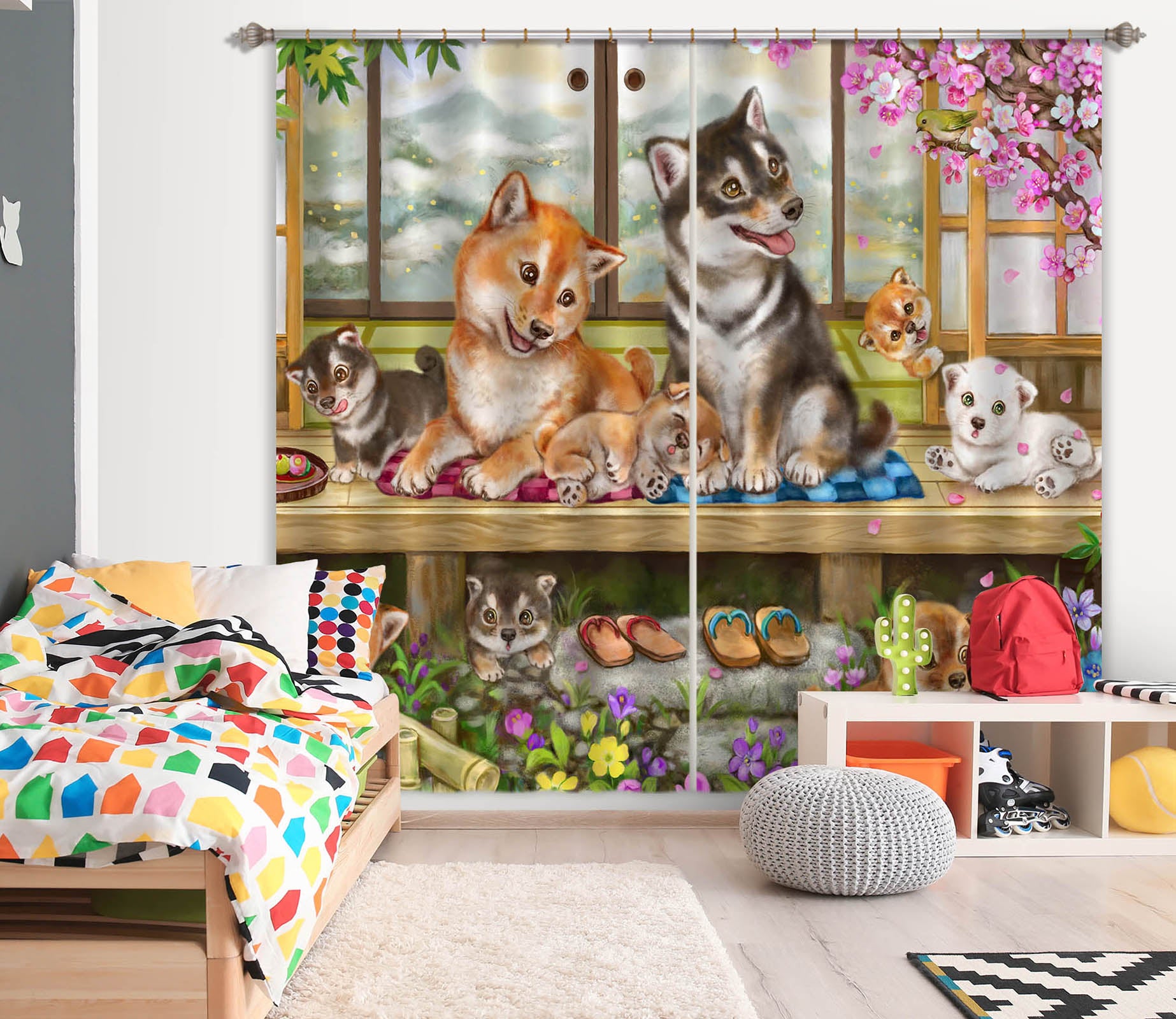 3D Pet Dog 9049 Kayomi Harai Curtain Curtains Drapes