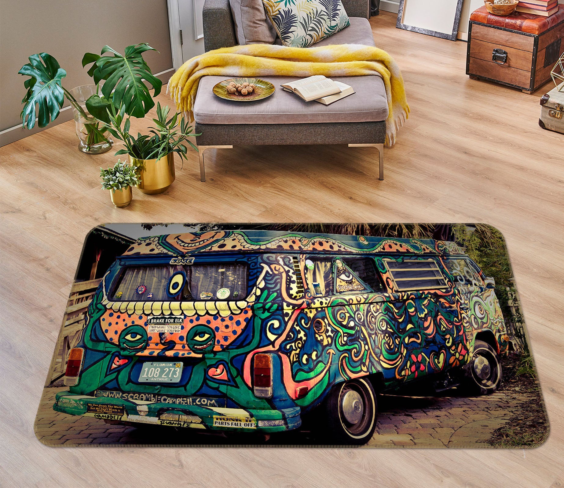 3D Color Bus 68040 Vehicle Non Slip Rug Mat
