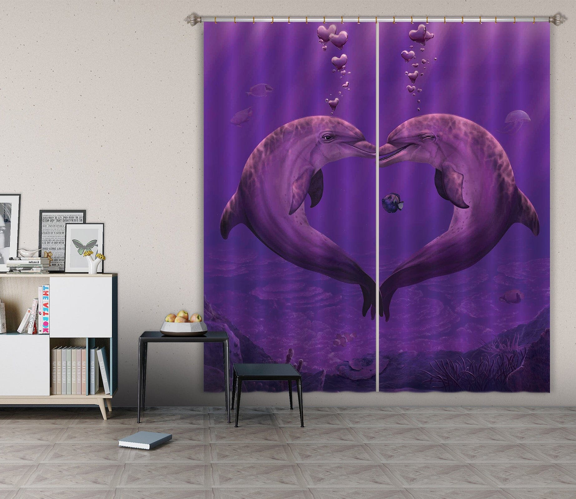 3D Sea Of Hearts Def 067 Vincent Hie Curtain Curtains Drapes Curtains AJ Creativity Home 