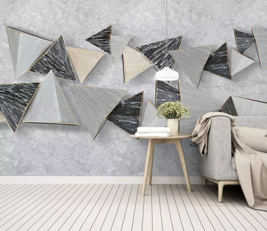 3D Grey Triangle 2122 Wall Murals Wallpaper AJ Wallpaper 2 