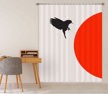3D Black Sparrow 1028 Boris Draschoff Curtain Curtains Drapes Curtains AJ Creativity Home 
