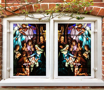 3D Angel Baby 122 Window Film Print Sticker Cling Stained Glass UV Block