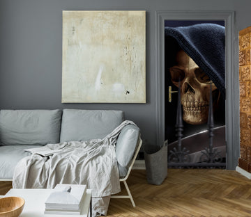3D Black Hat Skull 643 Tom Wood Door Mural