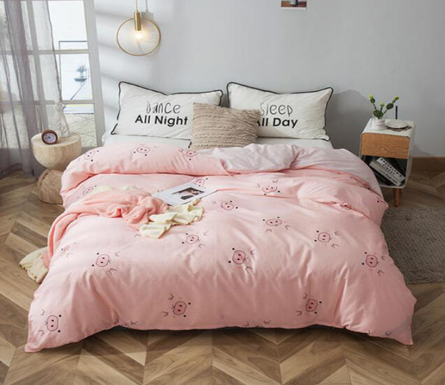3D Pink Pig Nose 4200 Bed Pillowcases Quilt