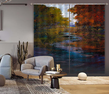 3D Forest River 242 Michael Tienhaara Curtain Curtains Drapes Curtains AJ Creativity Home 