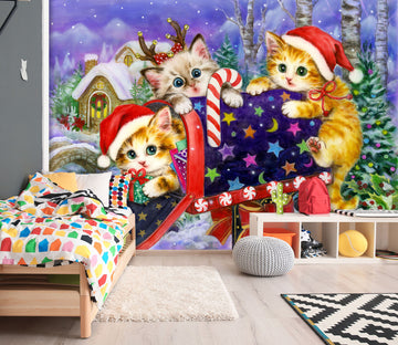 3D Christmas Cat 5516 Kayomi Harai Wall Mural Wall Murals