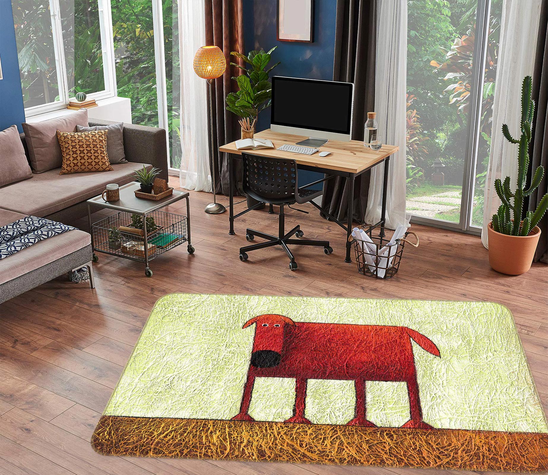 3D Red Dog 76011 Non Slip Rug Mat