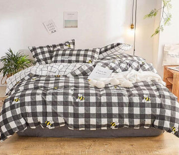 3D Black And White Lattice Bee 6198 Bed Pillowcases Quilt
