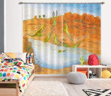 3D Yellow Desert 043 Michael Sewell Curtain Curtains Drapes Curtains AJ Creativity Home 