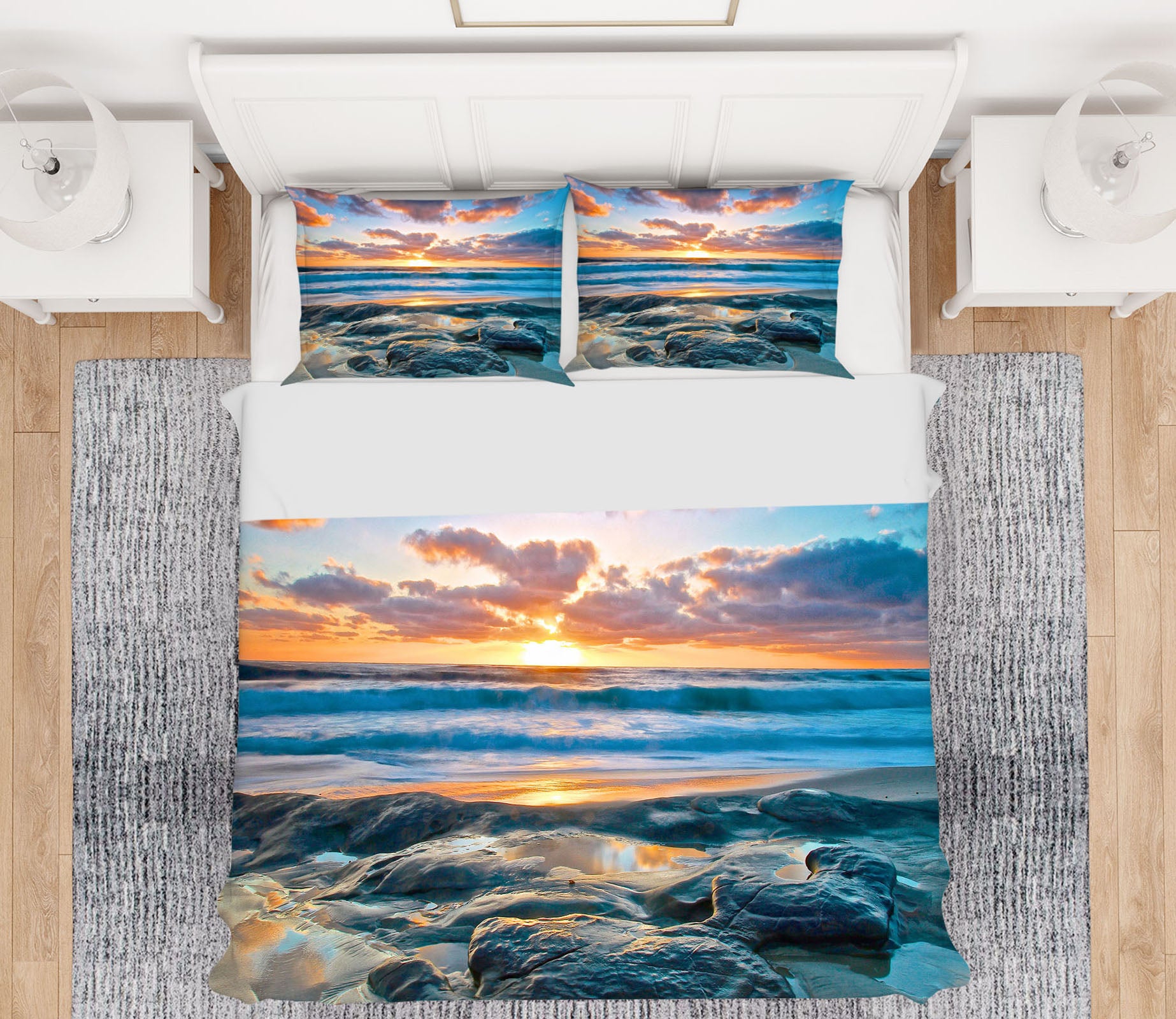 3D Seaside Sunshine Stone 8684 Kathy Barefield Bedding Bed Pillowcases Quilt