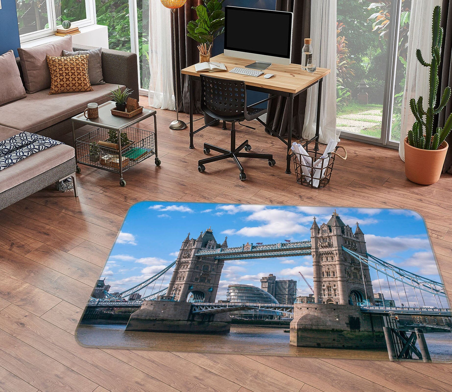 3D Tower Bridge 3002 Assaf Frank Rug Non Slip Rug Mat Mat AJ Creativity Home 