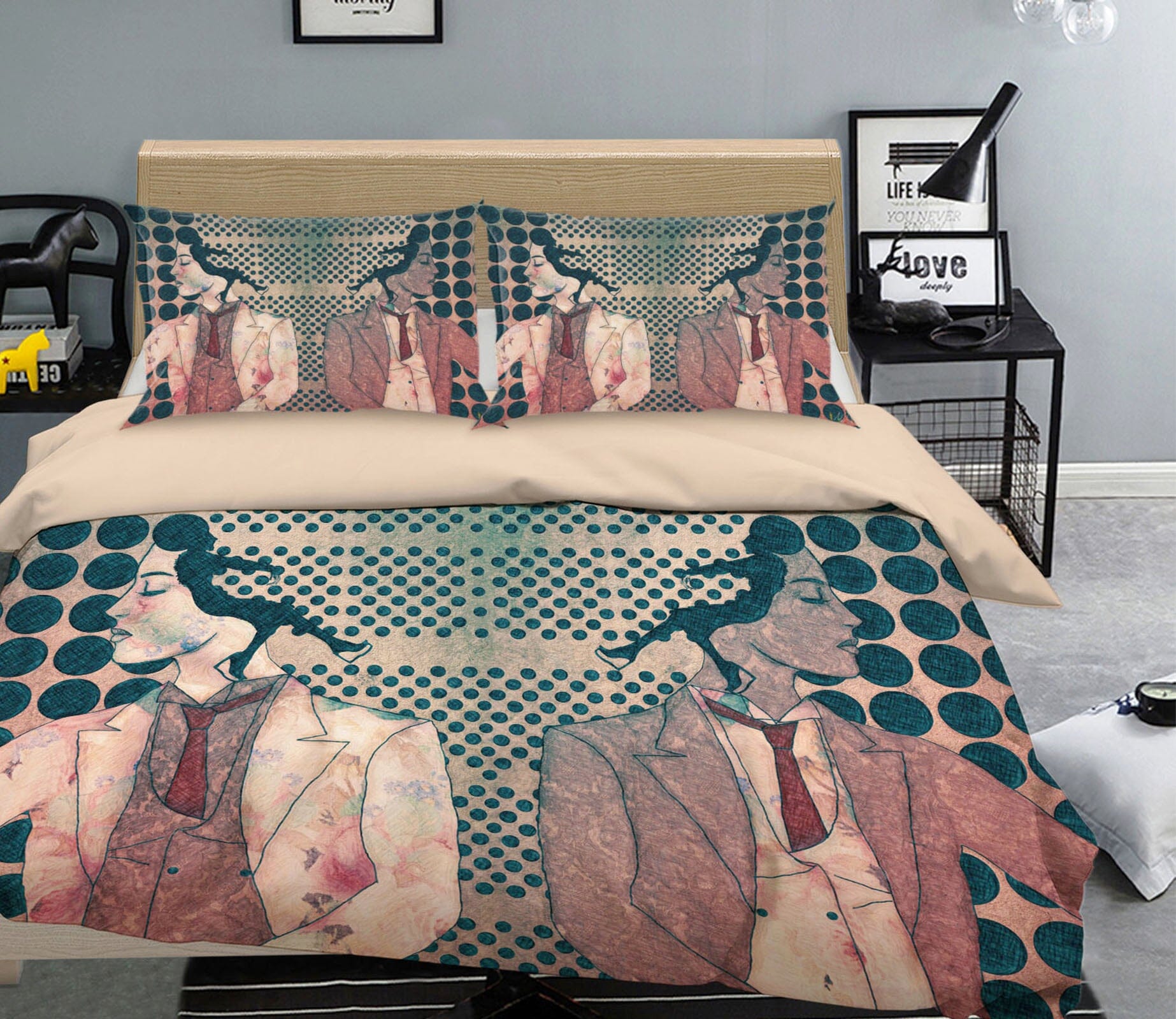 3D Suit Girl 2003 Marco Cavazzana Bedding Bed Pillowcases Quilt Quiet Covers AJ Creativity Home 