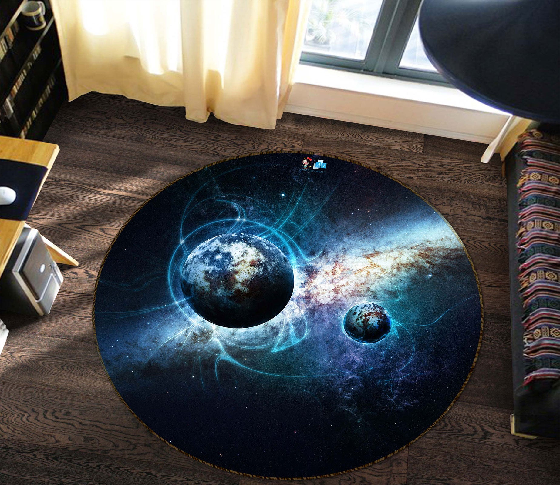 3D Planet 81007 Round Non Slip Rug Mat