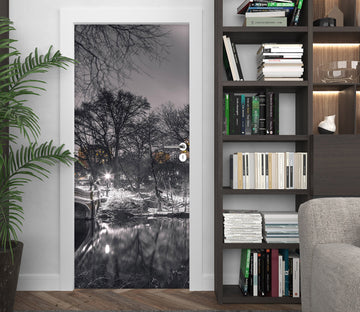 3D Black Grey Bridge Grove 106133 Assaf Frank Door Mural