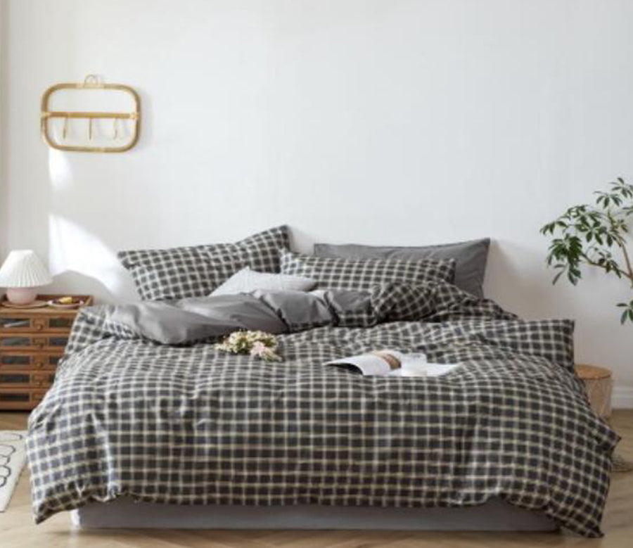 3D Small Black Grid 30008 Bed Pillowcases Quilt