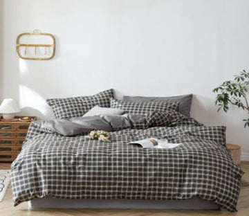 3D Small Black Grid 30008 Bed Pillowcases Quilt