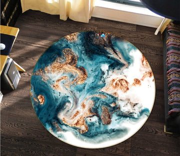 3D Abstract Flowing Green 138 Round Non Slip Rug Mat Mat AJ Creativity Home 