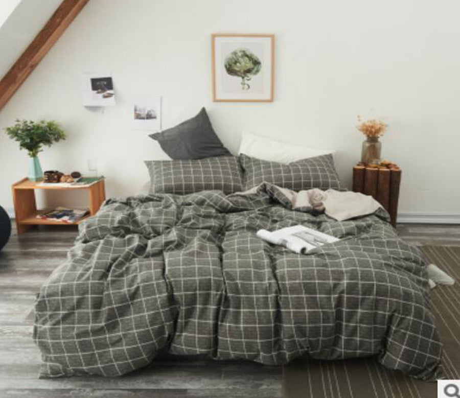3D Dark Gray Grid 20335 Bed Pillowcases Quilt