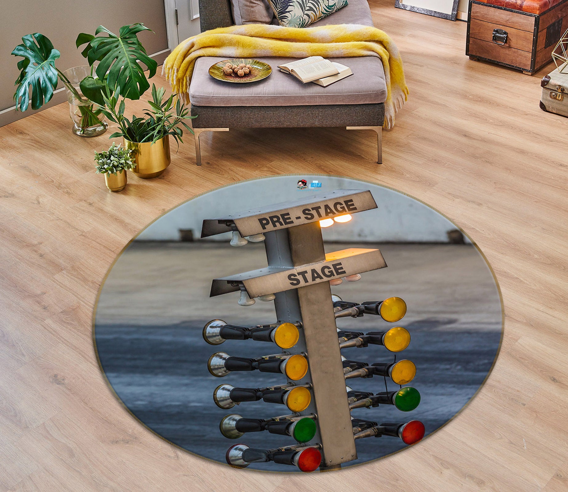 3D Street Sign 74197 Round Non Slip Rug Mat