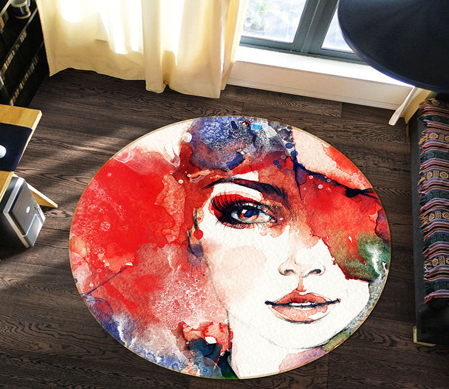 3D Nice Female 66185 Round Non Slip Rug Mat