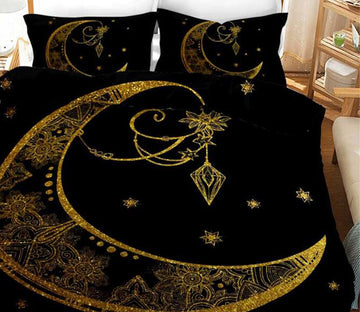 3D Golden Lines Moon Totem 11182 Bed Pillowcases Quilt