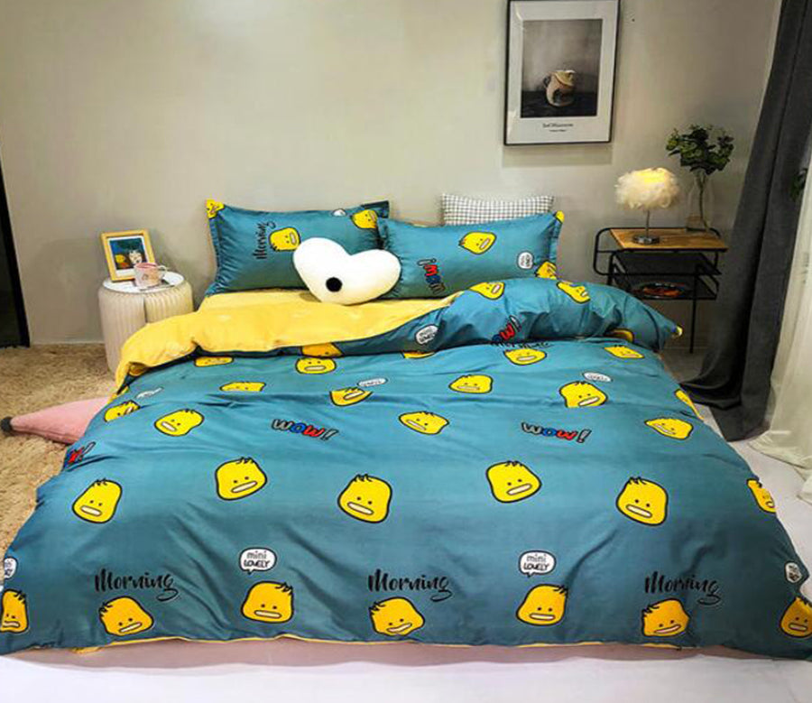 3D Yellow Doll Head On Green Background 3070 Bed Pillowcases Quilt