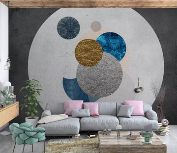 3D Gray Round WC2409 Wall Murals