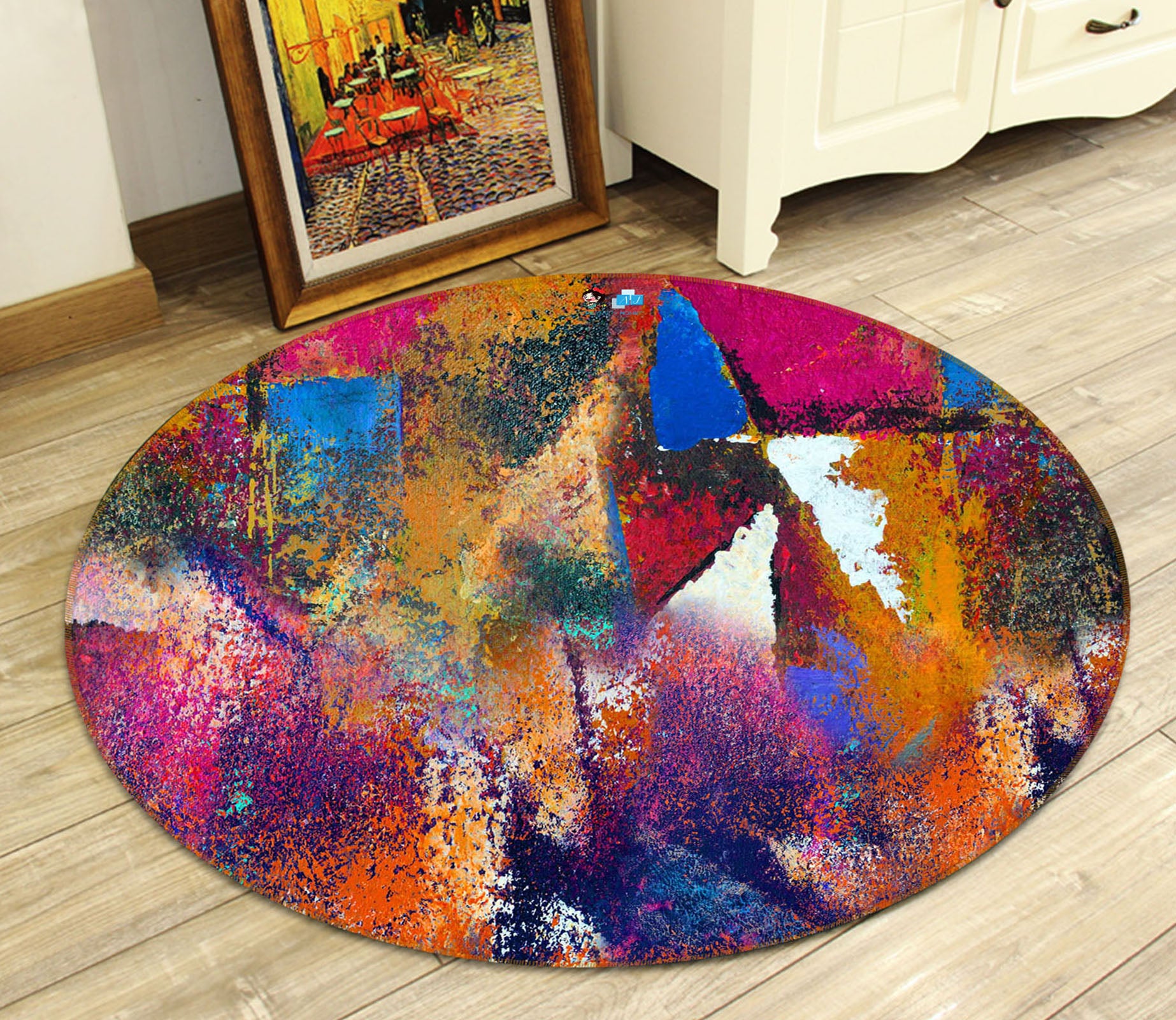 3D Color Pattern 81060 Round Non Slip Rug Mat