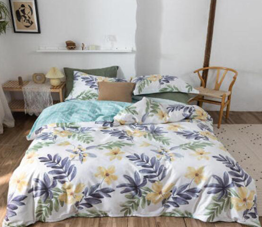 3D Yellow Flower Leaves 30328 Bed Pillowcases Quilt