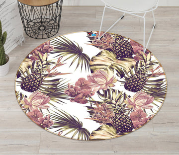 3D Pineapple 72118 Round Non Slip Rug Mat