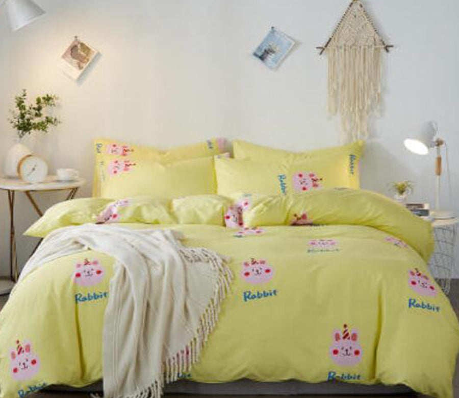 3D Yellow Bottom Pink Cat 15063 Bed Pillowcases Quilt