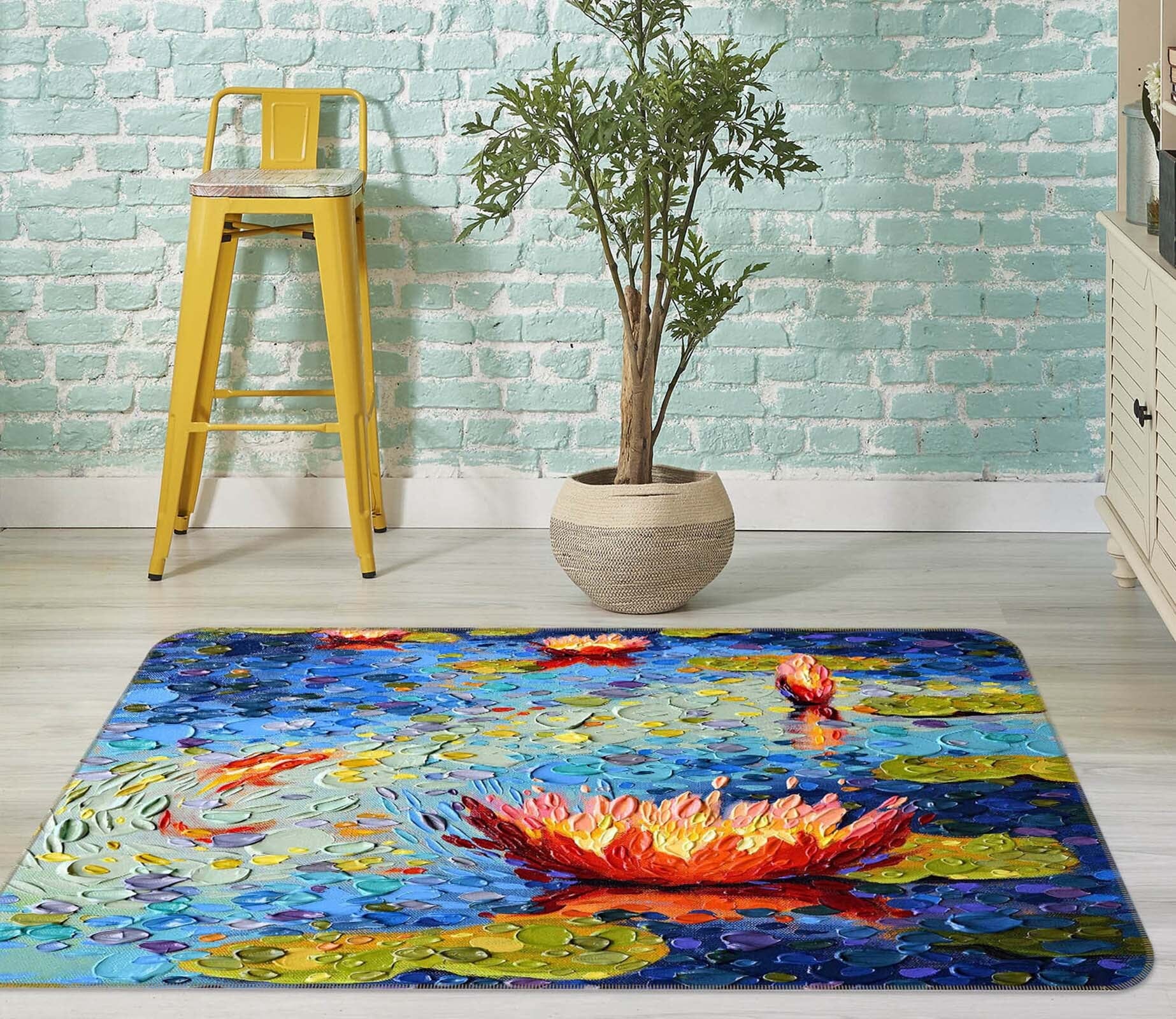 3D Lotus Pond 1006 Dena Tollefson Rug Non Slip Rug Mat Mat AJ Creativity Home 