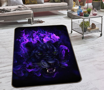 3D Purple Flame Tiger 200 Animal Non Slip Rug Mat