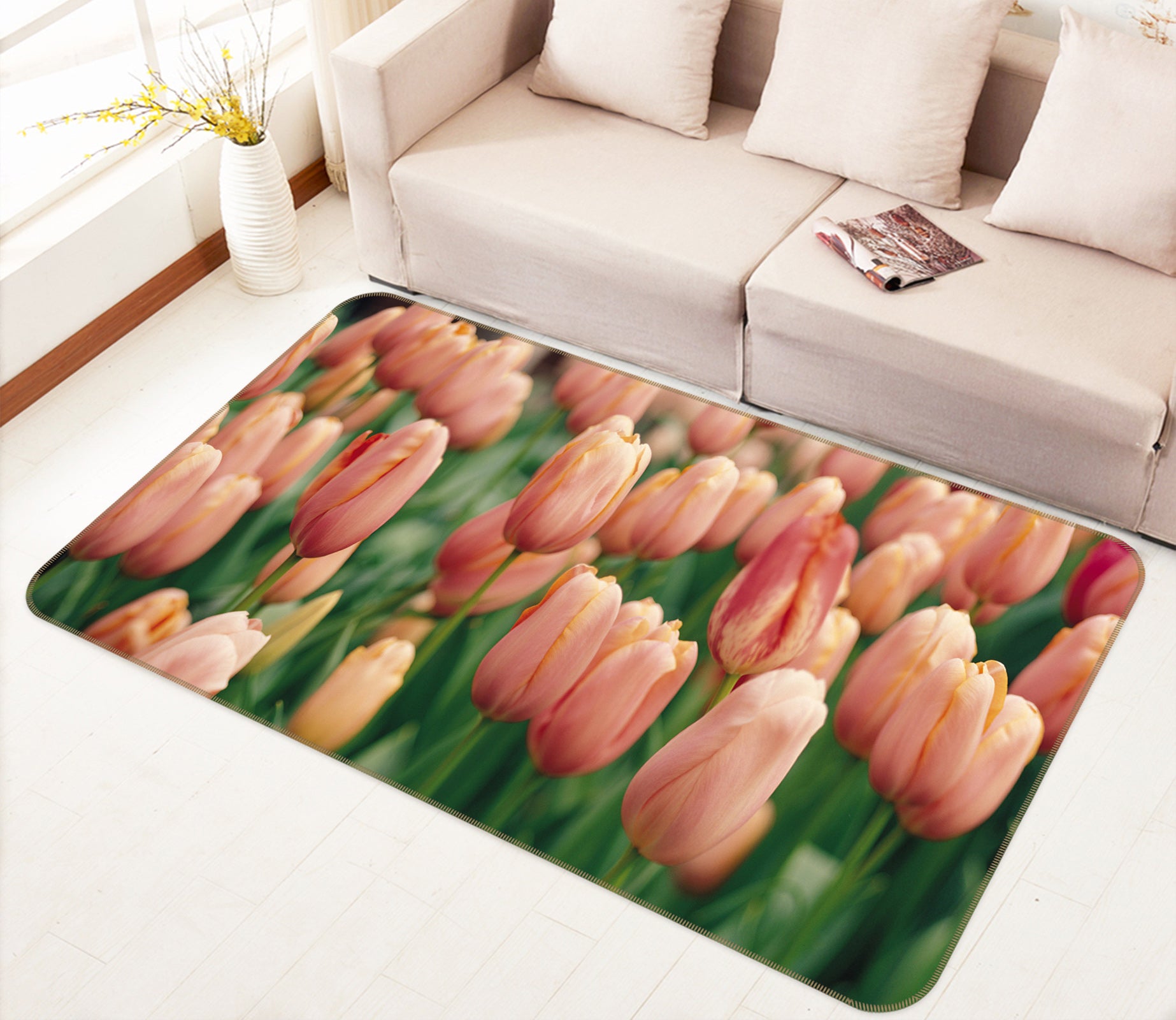 3D Tulip Flowers 75262 Non Slip Rug Mat