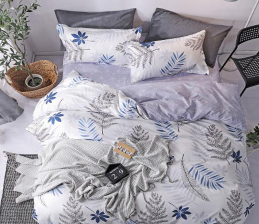 3D Blue Gray Leaves 4027 Bed Pillowcases Quilt