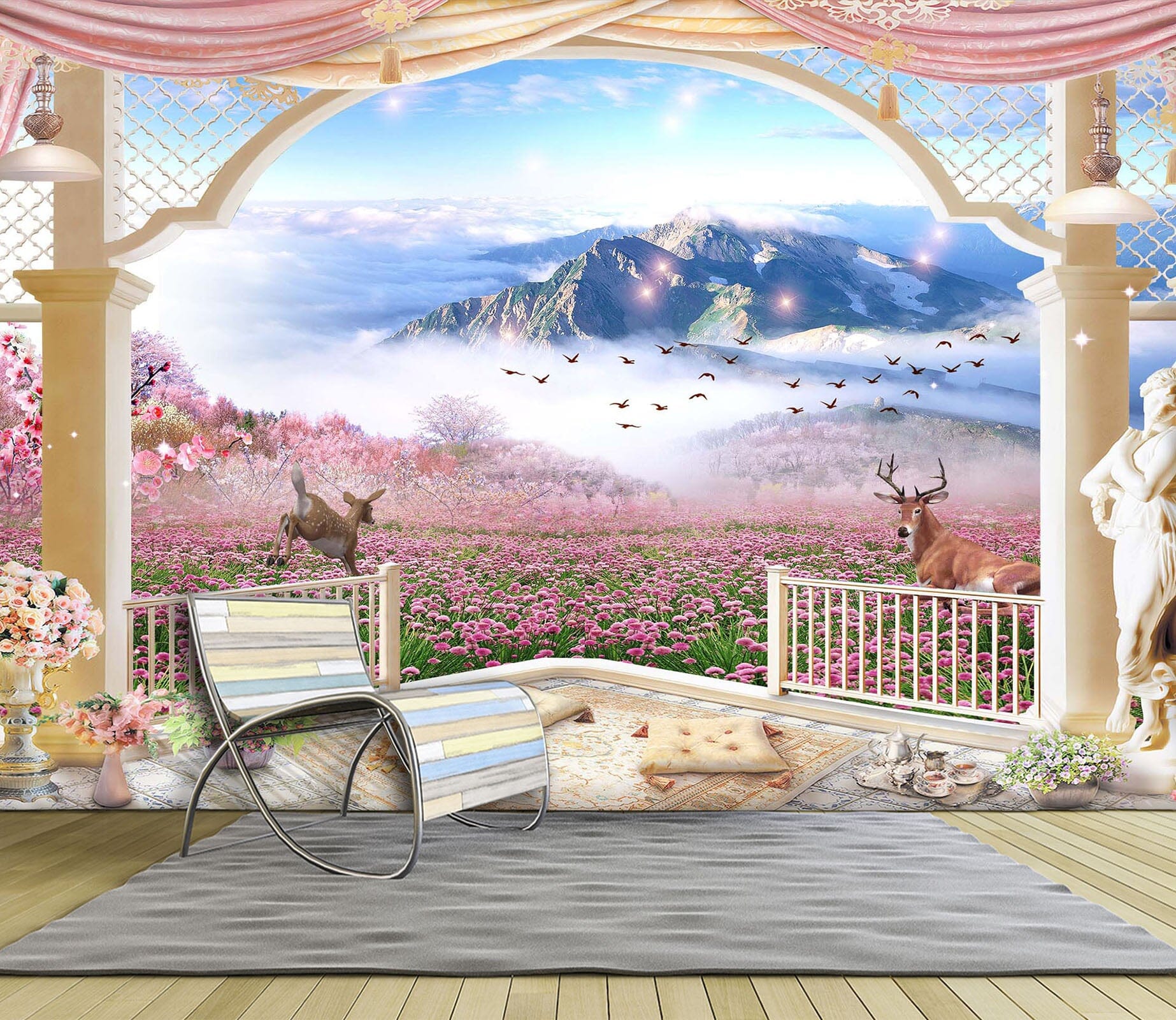 3D Flower Valley 2077 Wall Murals Wallpaper AJ Wallpaper 2 