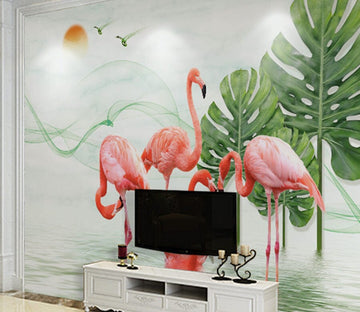 3D Pink Flamingo WG234 Wall Murals Wallpaper AJ Wallpaper 2 