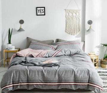 3D Gray White Red Bars 15057 Bed Pillowcases Quilt