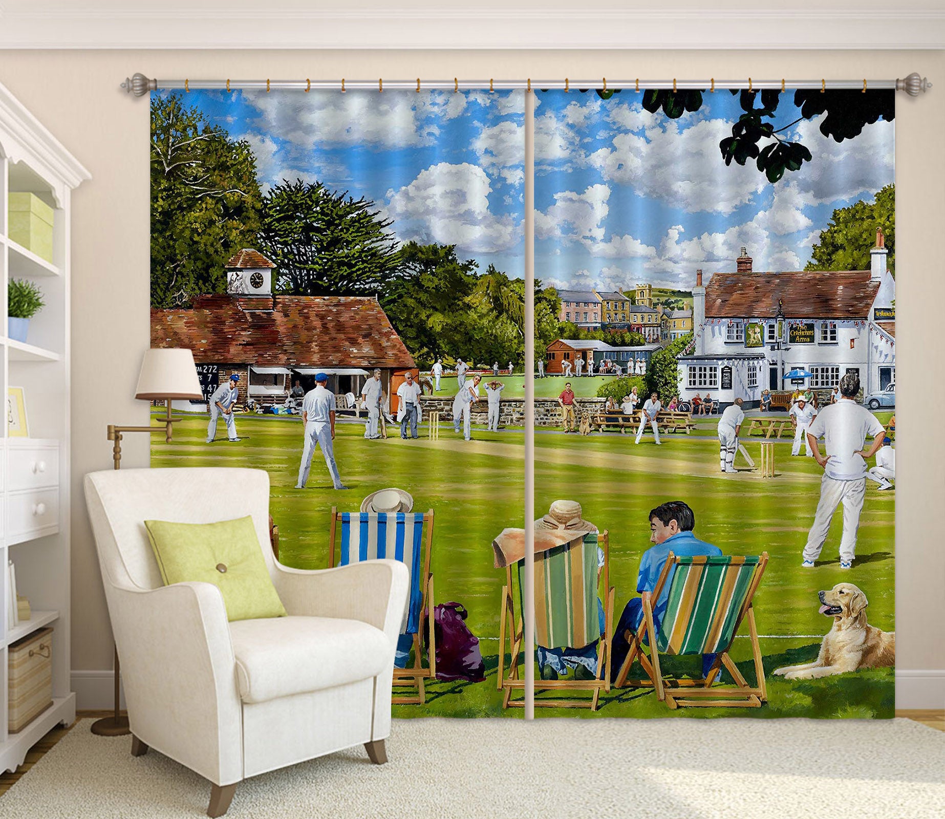 3D Lawn People Play 8942 Trevor Mitchell Curtain Curtains Drapes