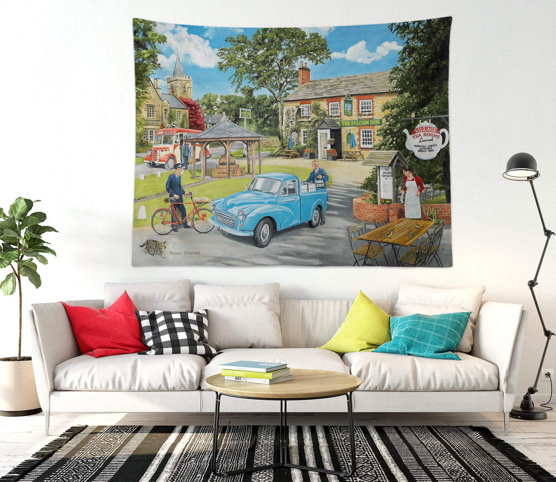 3D Blue Car Building 112106 Trevor Mitchell Tapestry Hanging Cloth Hang