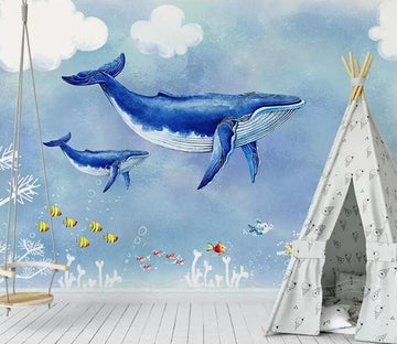 3D Blue Whale 1443 Wall Murals Wallpaper AJ Wallpaper 2 