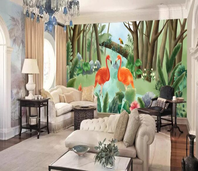 3D Pink Flamingo 2477 Wall Murals Wallpaper AJ Wallpaper 2 